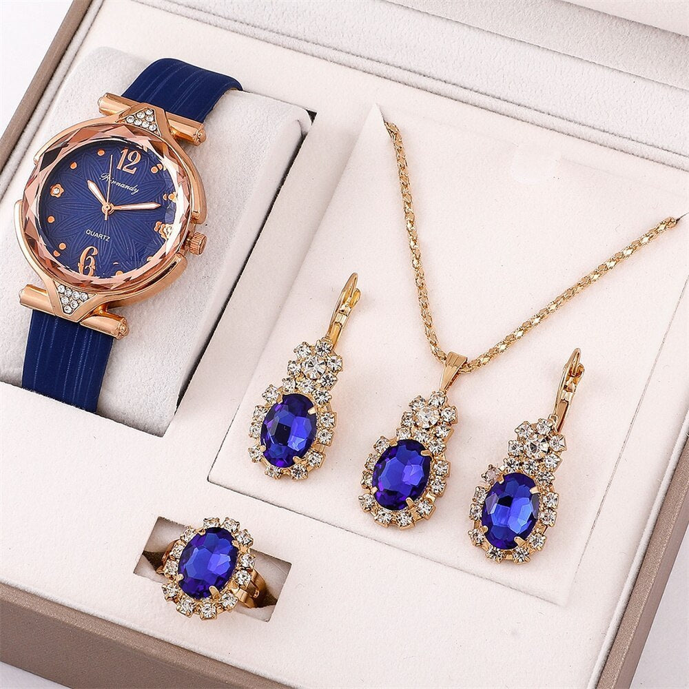Elegant Diamond Watch Set – 4-delad samling