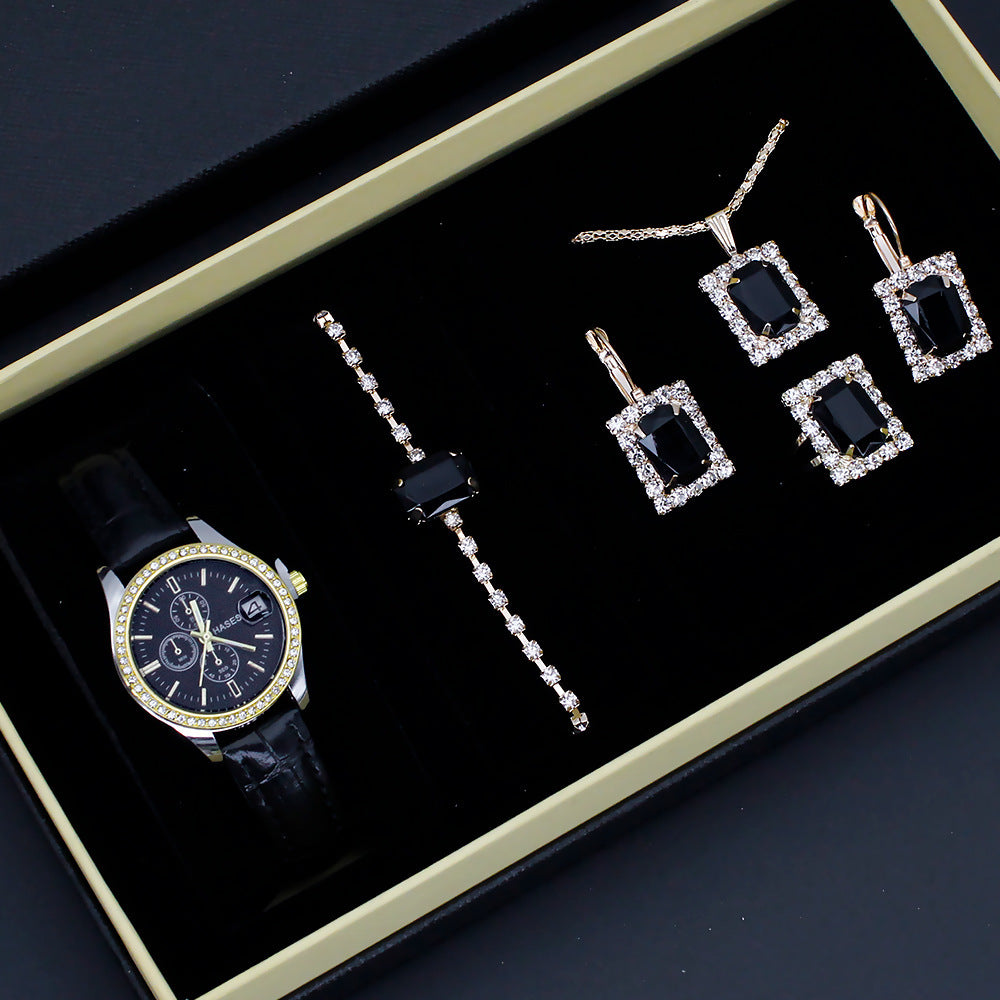 Lyxiga fyrkantiga smycken Watch Set – 5-delad elegans