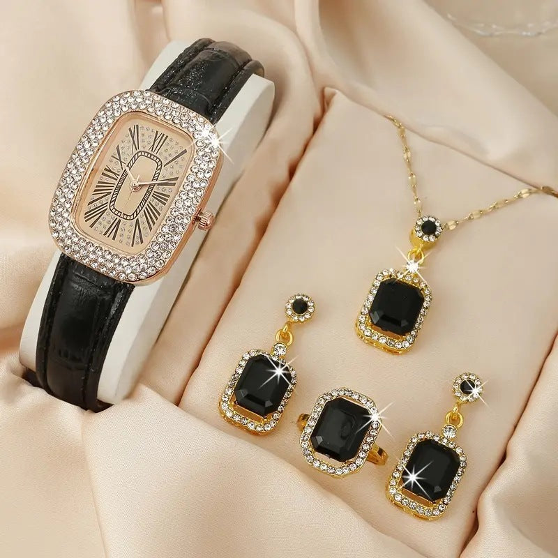 Elegant Diamond Watch Set – 4-delad samling