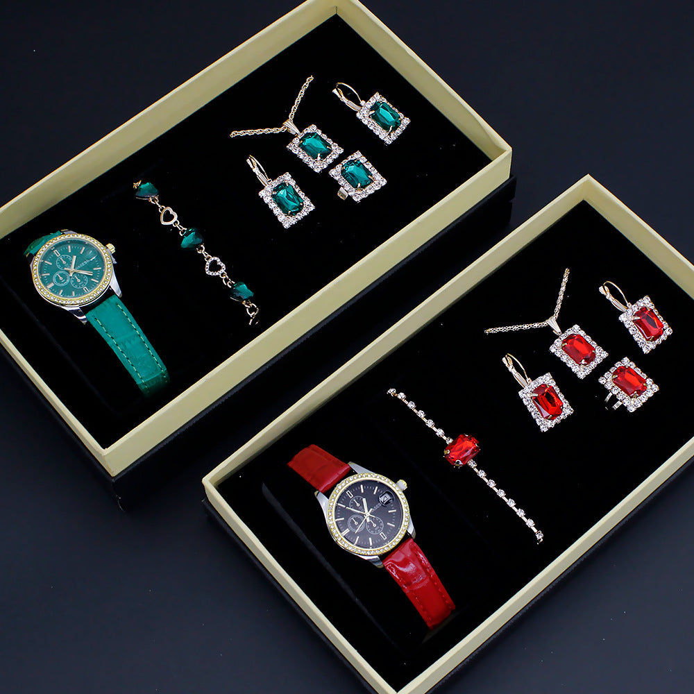 Lyxiga fyrkantiga smycken Watch Set – 5-delad elegans