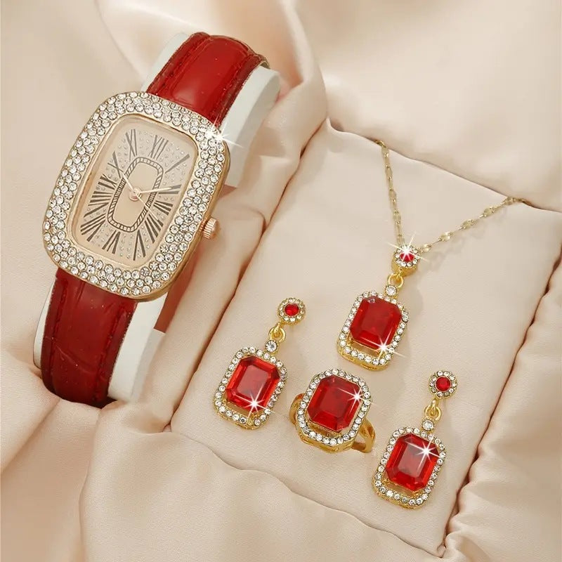Elegant Diamond Watch Set – 4-delad samling