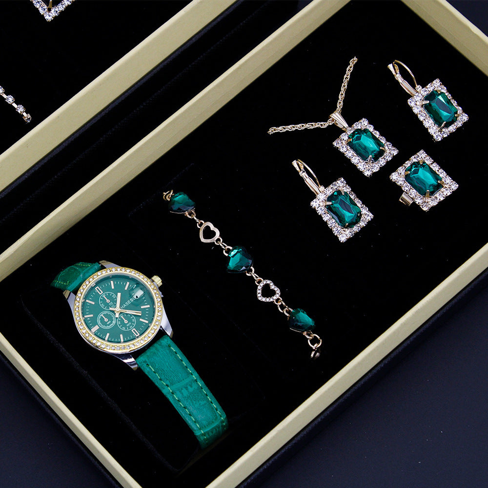 Lyxiga fyrkantiga smycken Watch Set – 5-delad elegans
