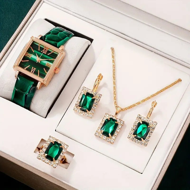 Elegant Diamond Watch Set – 4-delad samling