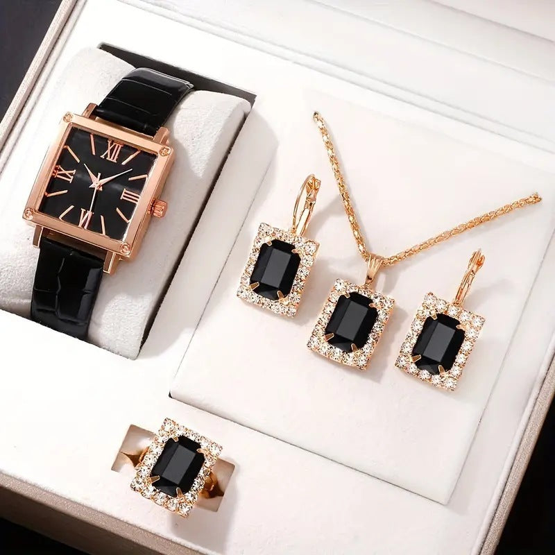 Elegant Diamond Watch Set – 4-delad samling