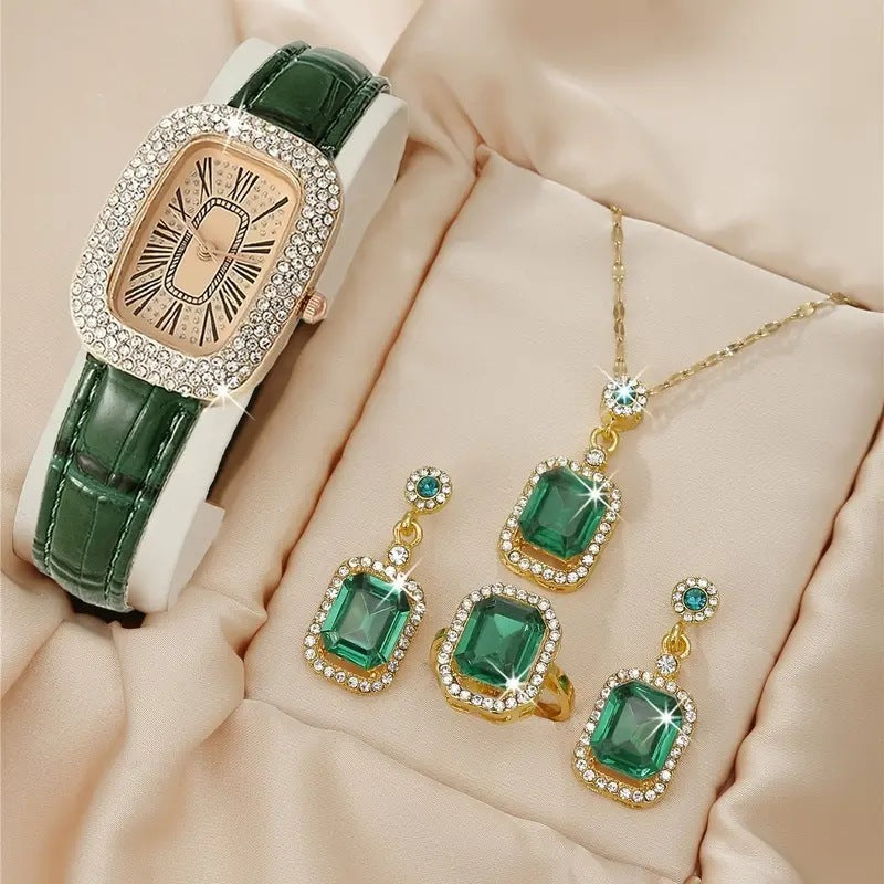 Elegant Diamond Watch Set – 4-delad samling